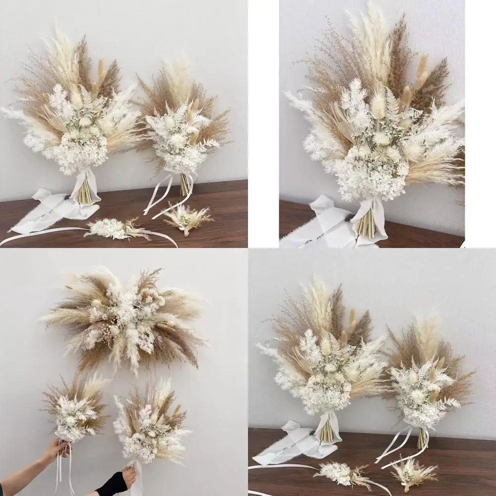 

Elegant Dried Pampas Grass Bouquets for Brides and Bridesmaids, Decorative Arches, and Wedding Floral Arrangements