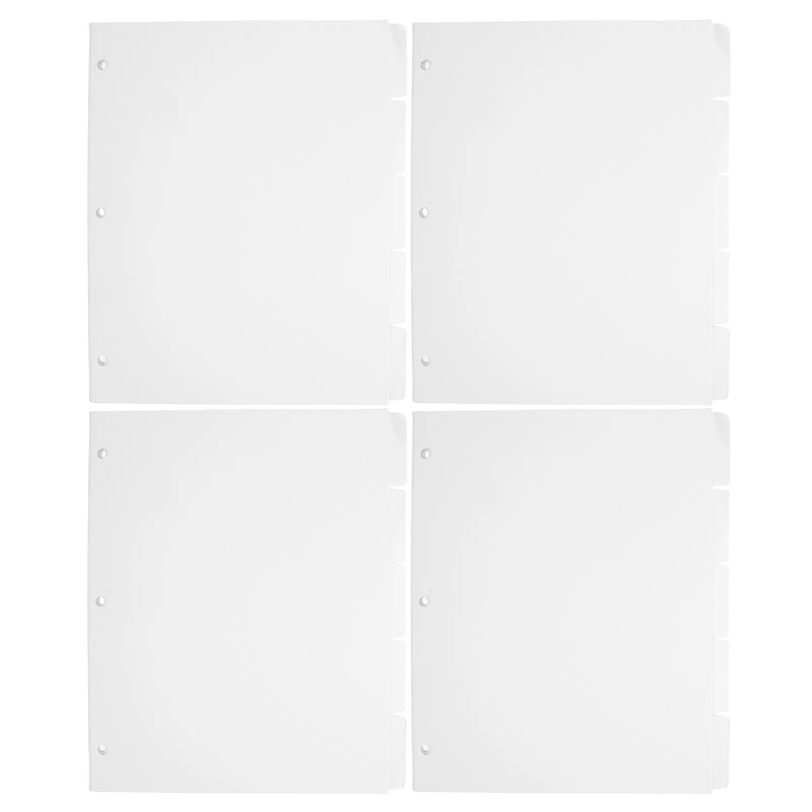 

4Sets Blank Writable Index Dividers Loose Leaf Binder Tabs 11x9 White Page Separators 3 Hole Punch File Separators