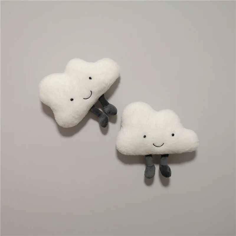 Adorable Smile Face White Clouds Plushie Stuffed Cute Cartoon Weather Plush Toy for Kid Pillow Bedroom Decor Birthday Gifts Girl