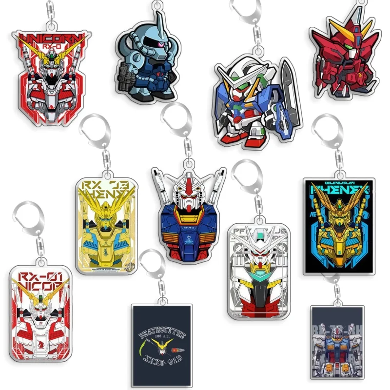 Porte-clés pour Gundam RX-0 Unicorn, pendentif de sac à dos, cadeau pour les fans d'anime et de jeux, décoration en acrylique recyclé, carte rare, jouet 5cm