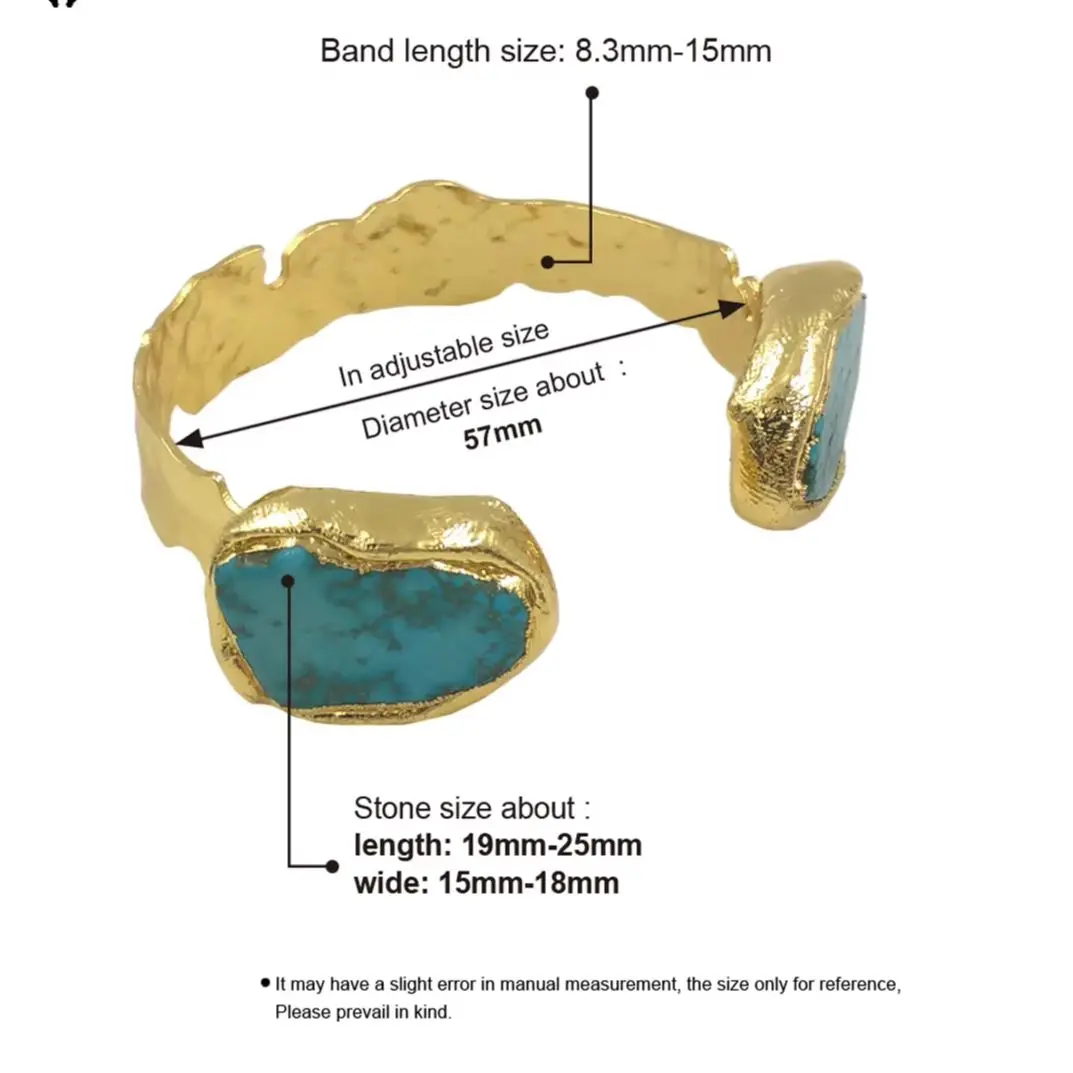 

WT-B694 Модные украшения для пар из красочного бирюзового зерна с позолотой 18 карат, можно регулировать браслет