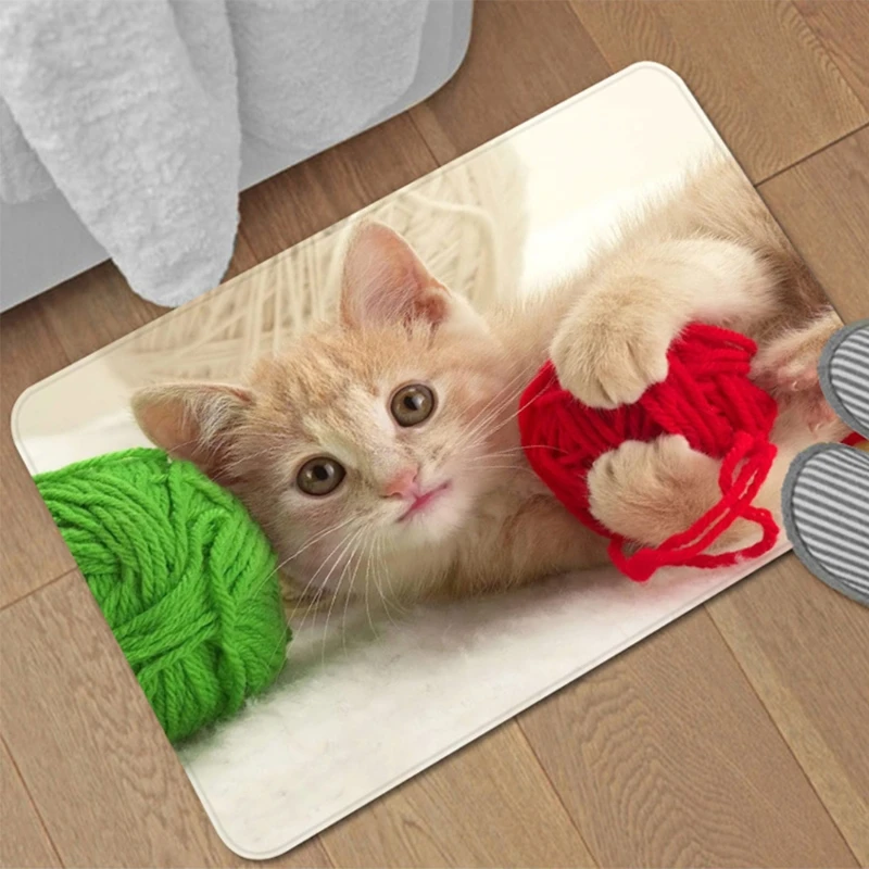 40x60cm Cute for Cat Animal Doormat Bath Toilet Mat Bathroom Rug Carpet Floor Ma A0KC