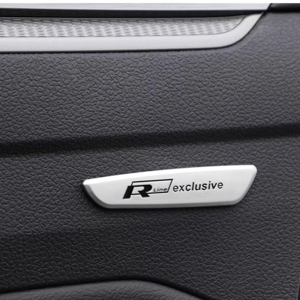 ل RLine الحصري شارة ملصق 2 قطعة الفضة RLine الباب مسند الذراع ملصق RLine الداخلية ملصق ل Tiguan جولف بورا باسات GTI