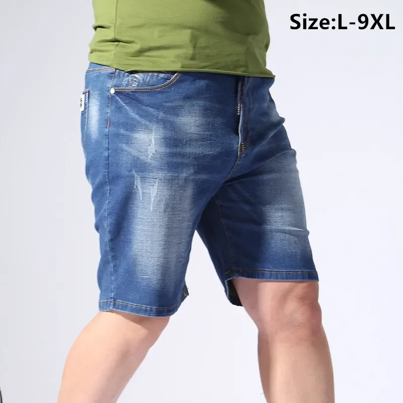 

Denim Shorts Mens 9XL 8XL 7XL Plus Size Half Trousers Loose 170KG Oversized Male 150KG Stretched Thin Summer Elastic Jeans