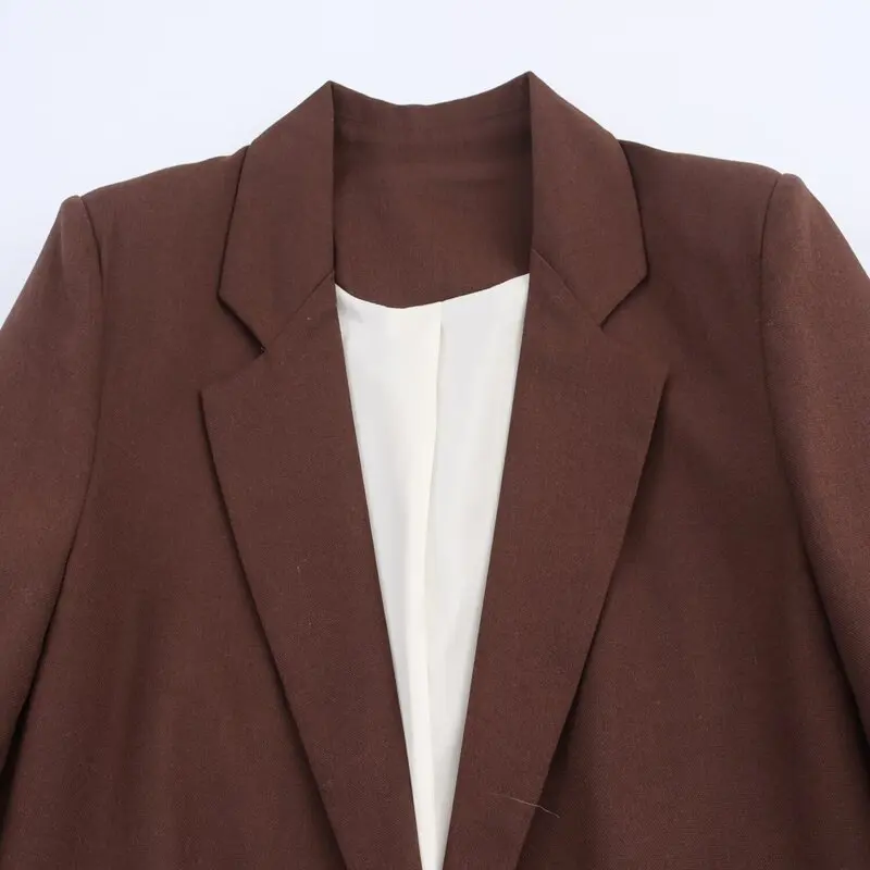 

oulder Pad Mixed Fiber Linen ort Sve Suit Jaet Women's Faion Autumn New Arrival 8630385
