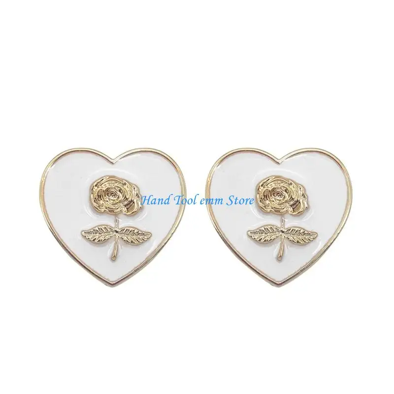 H37F 1 Pair Floral Heart Headphone Decoration With Delicate Enamel Detailing