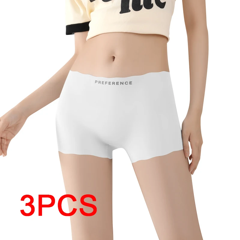 3PCS/set Women's Summer Shorts Fashion Ice Silk Underwear Plus Size Shorts Panties Safety Short Pants Seamless Under the Skirt