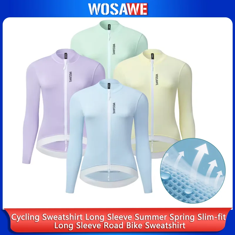 WOSAWE Cycling Jersey Long Sleeve Summer Spring Slim Fit Long Sleeves Road Bike Jersey Women Breathable Cycling Maillot