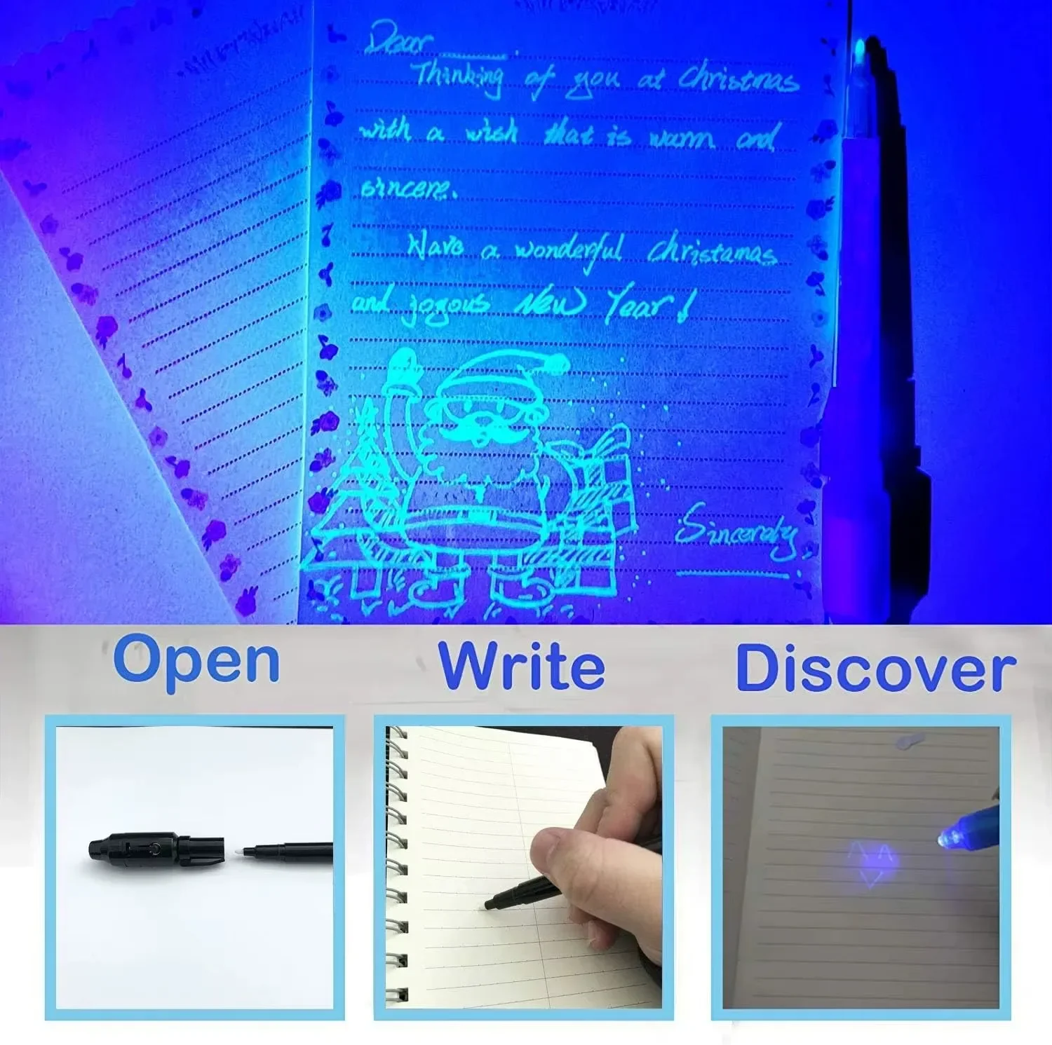 4–12 Stück unsichtbarer Tintenstift, Spionagestift mit UV-Licht, magischer Marker für geheime Nachricht, Schatzkiste, Preise, Kinderparty, Gastgeschenke, Spielzeug, Geschenk – Detail 9
