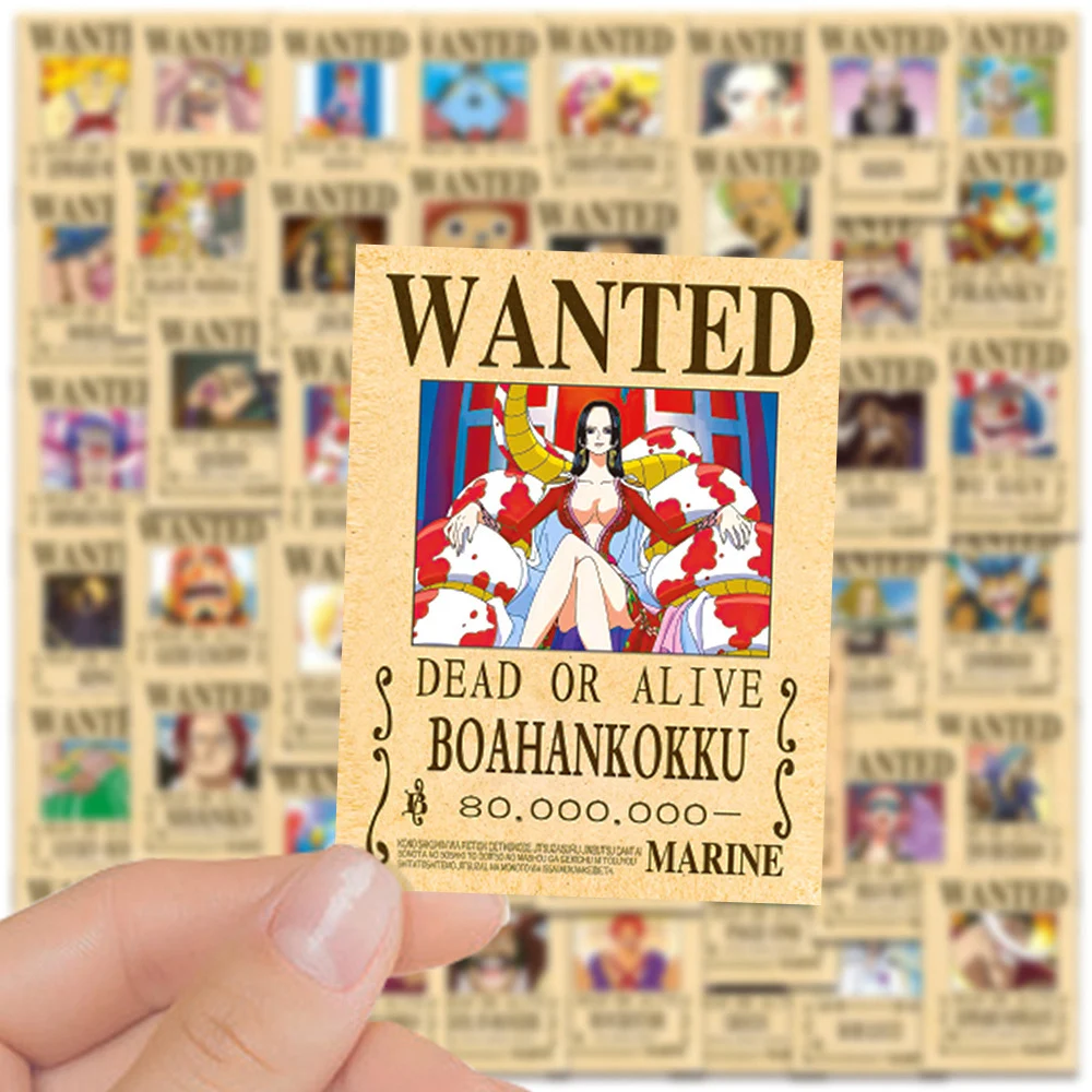 10/30/50pcs Anime One Piece Wanted poster Graffiti Stickers telefono fai da te Laptop Car Wall impermeabile Cool rufy Zoro Sticker Toys