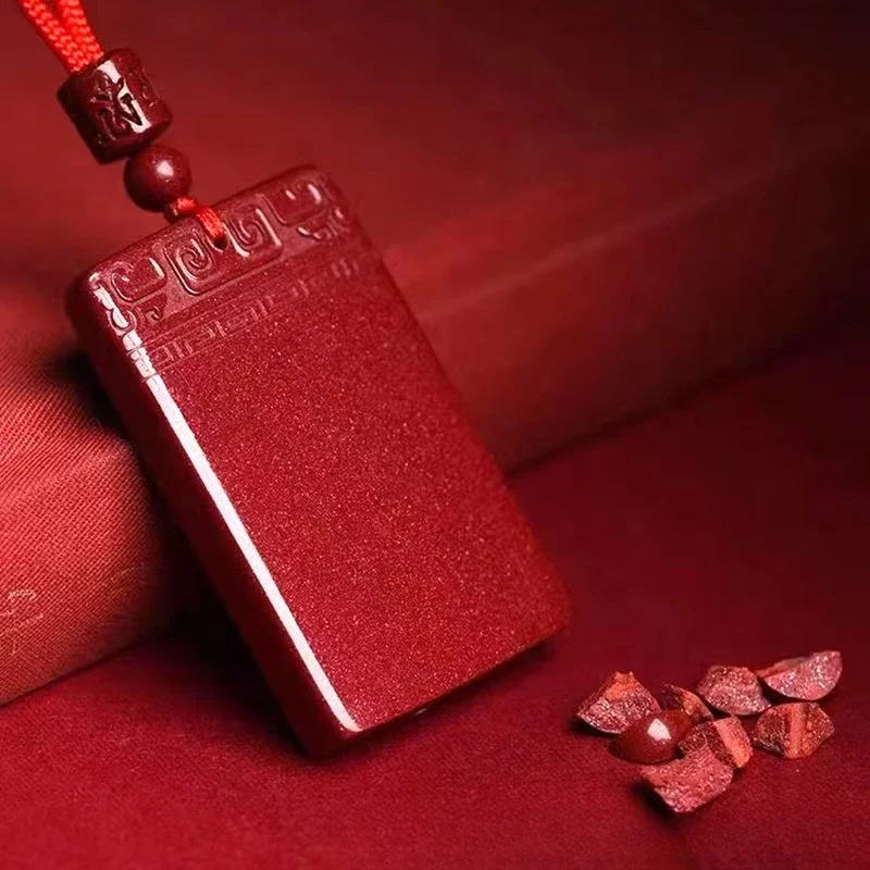 

Buddhist scriptures Natural High Content Raw Ore Purple Red Cinnabar Couple's Brand Cinnabar Pendant Necklace artwork gift
