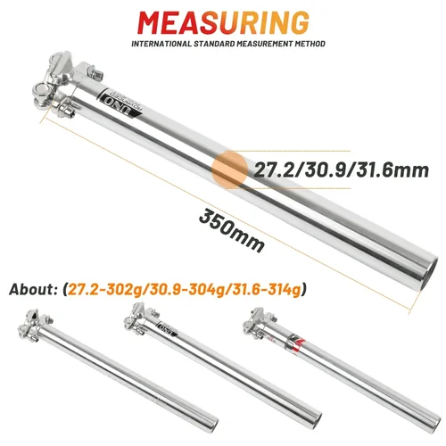 Imagen 2 del producto UNO tija de sillín de bicicleta plateada 25,4/27,2/30,9/31,6, tija de sillín de bicicleta de carretera, tija de sillín de aleación de aluminio para bicicleta de montaña, tubo de sillín de bicicleta, piezas de bicicleta