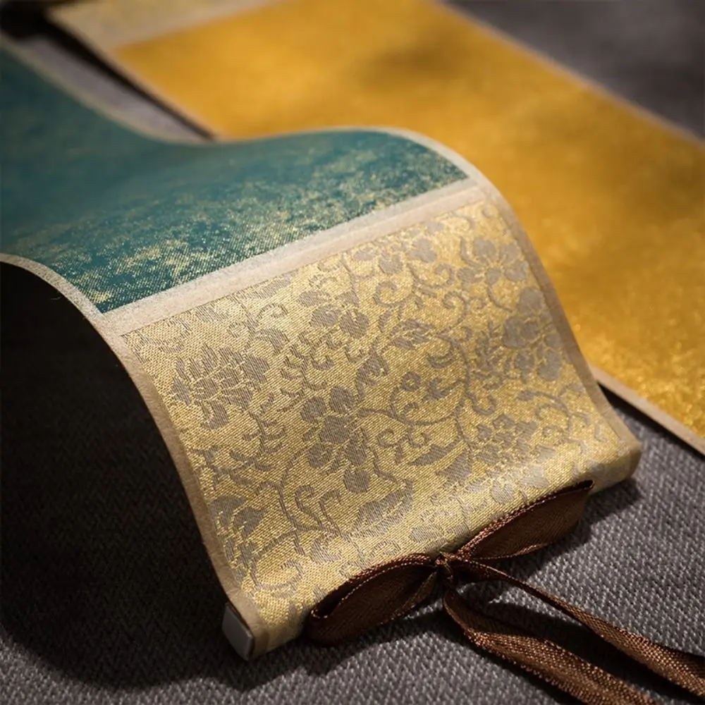 Home Decoration Art Supplies Gilded Rice Paper Scroll Mini Batik Trumpet Scroll Painting Drawing Paper Blank Hanging Scroll
