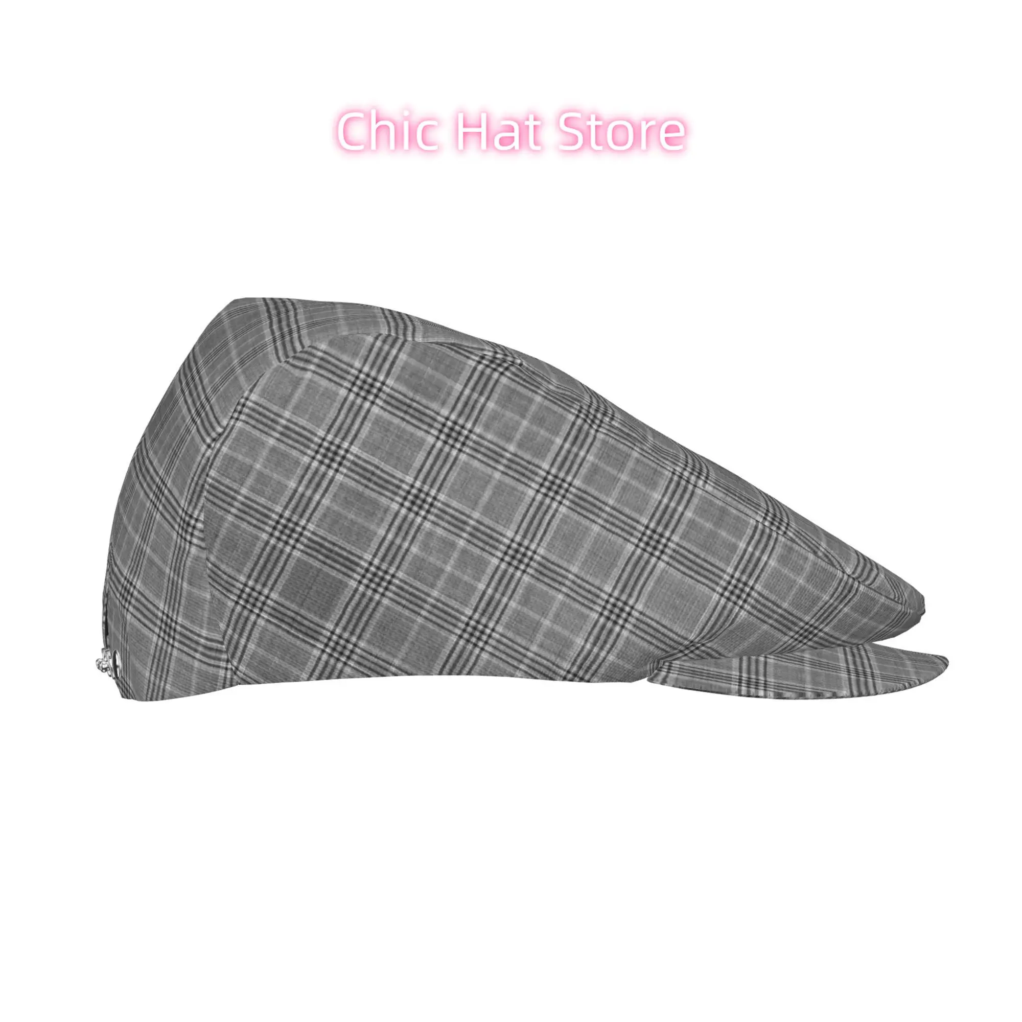1pc of Gray Checkered Pattern Flat-Top Hats Suitable for Both Men And Women, Including Newsboy Caps, Berets, Irish Hats, Driver