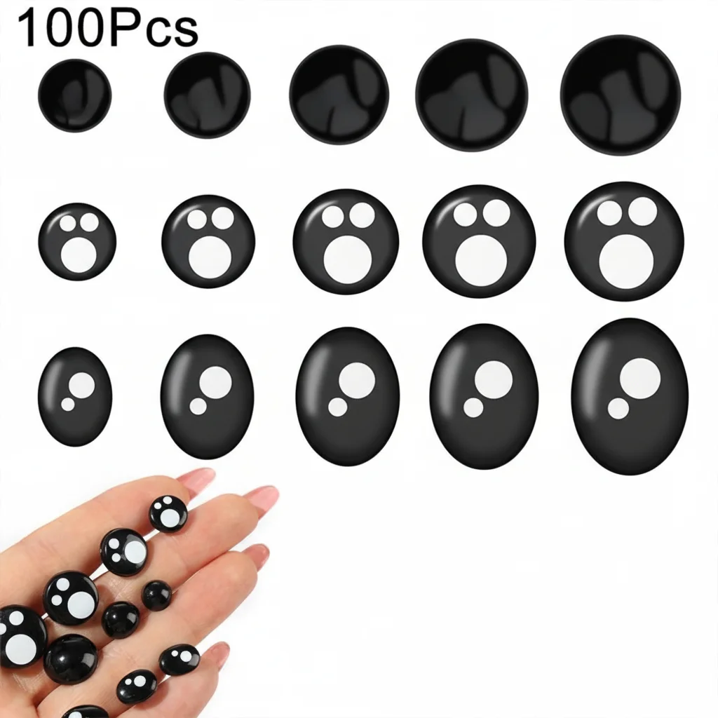 100 sztuk 8/12/14mm Kawaii Doll Eyes Cartoon Safety Eyes Nose Toy Teddy Bear Stuffed Toys DIY Snap Animal Puppet Doll Akcesoria