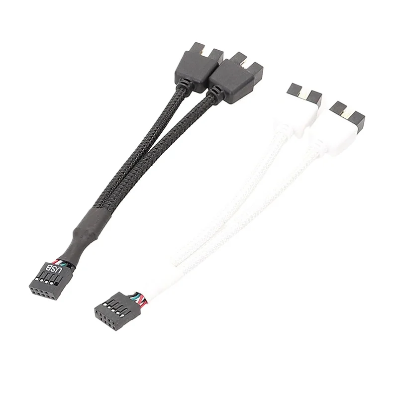 12cm 9-Pin USB 2.0 Y Splitter Cable - Female To Dual Male Motherboard Extension for PC Front Panel Audio & HD