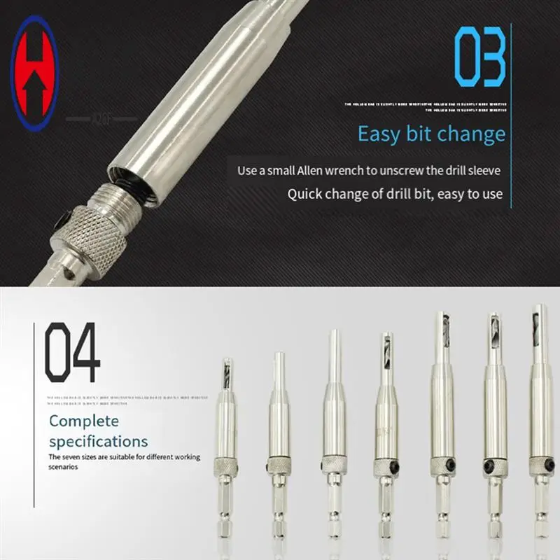 

A26F-10PC Door And Window Hinge Hole Opener Woodworking Positioning Anti-Skid Batch Head Power Tool Drill Set