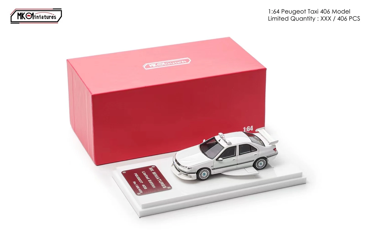 1:64 Miniaturas táxi Courier Francês Peugeot 406 407 modelo de