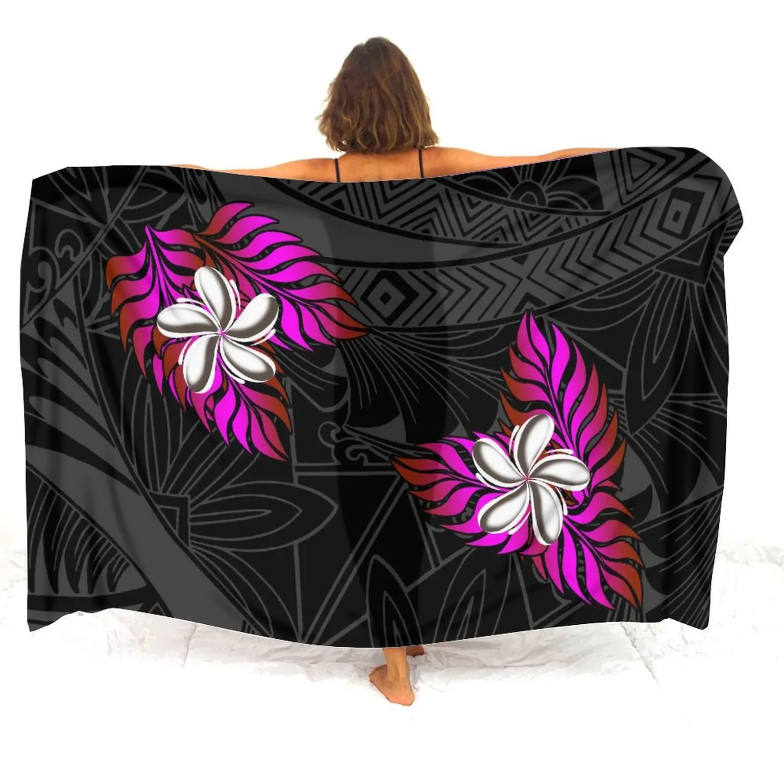 Beach Sarong Scarf Polynesian Printed Sarong Apron Customizable Summer Beach Sarong Cape