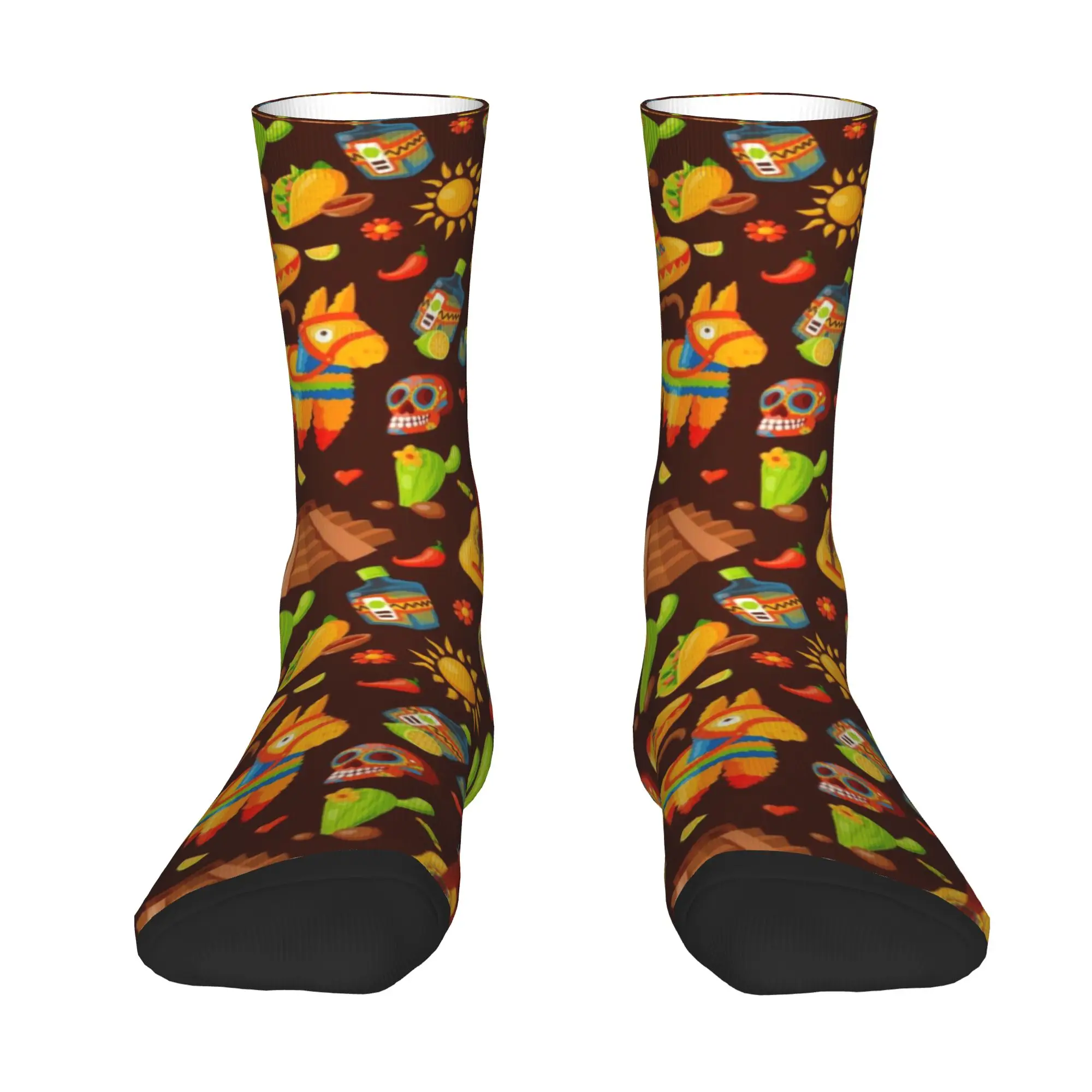 Custom Mexican Day Dress Socks for Men Women Warm Fashion Novelty  Crew Socks