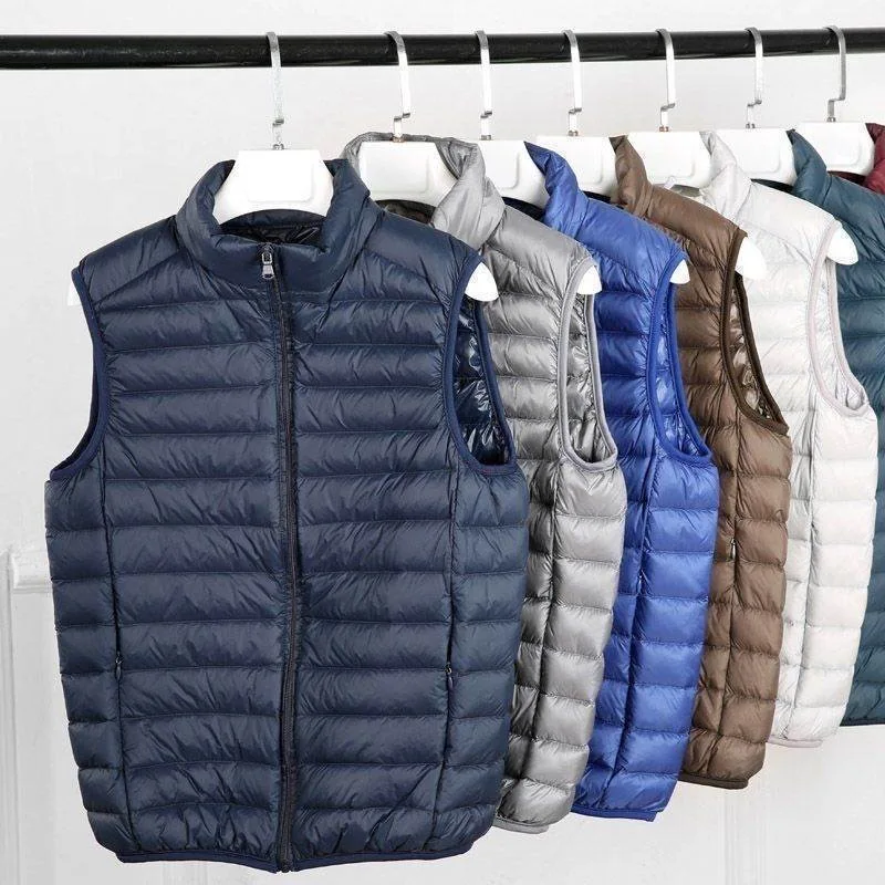 

Lightweight down Cotton Vest Men's Jaet Stand Collar Quilted Vest Faionable Trendy Youth Casual Outerwear