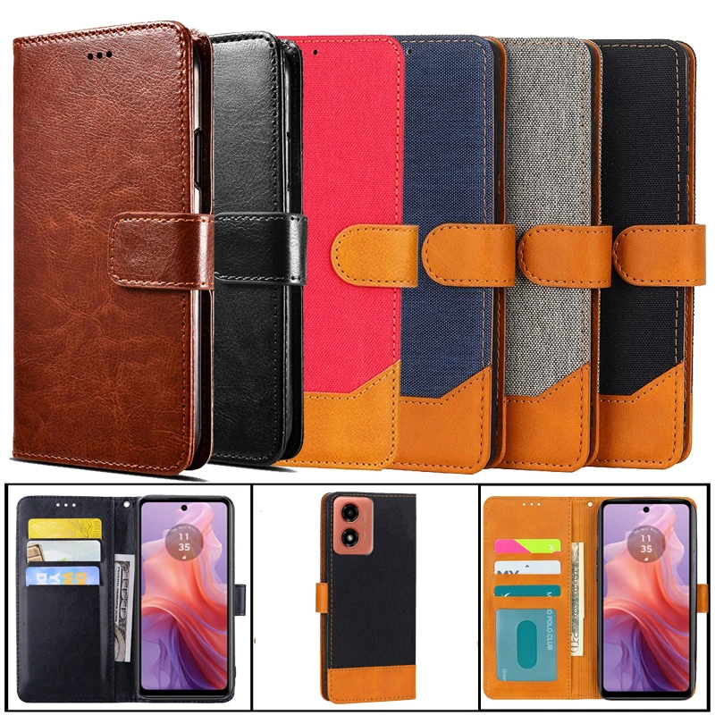 Flip Phone Case for Fundas Motorola Moto E14 Case Leather Wallet Cover For Capinha De Celular Motorola Moto G04s G04 Coque 6.56