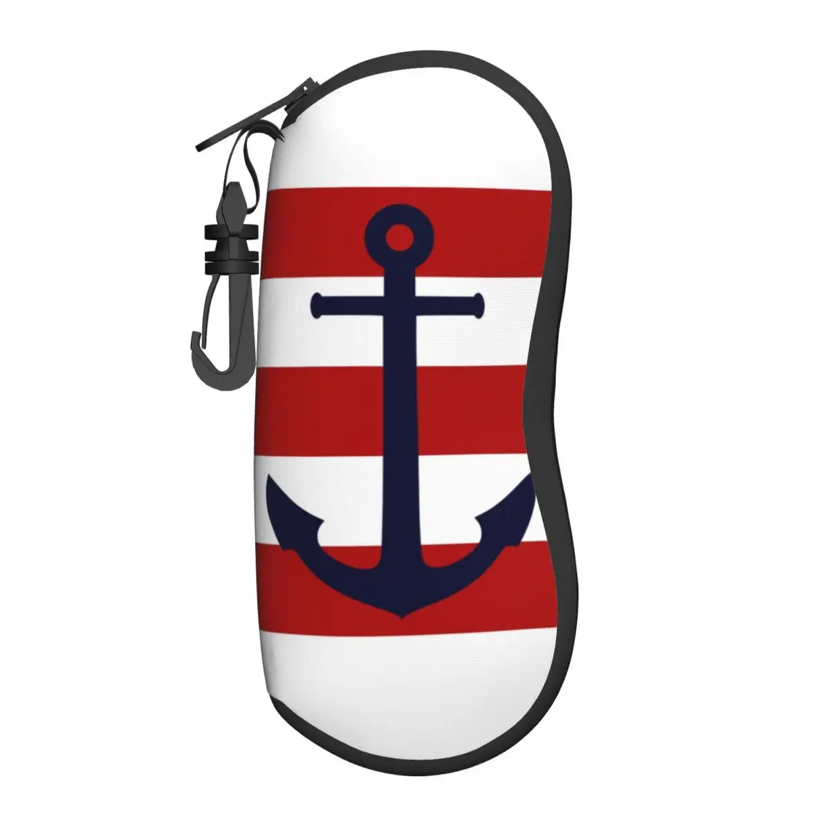 Nautical Navy Blue Anchor On Red Stripes Shell Eyeglasses Protector Cases Fashion Sunglass Case Sailing Sailor Glasses Bag