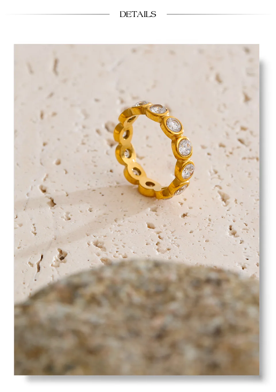 Yhpup Größe 678 Edelstahl-Ring mit kubischem Zirkonia, rund, hochwertig, für den Alltag, modisch, Premium-Schmuckzubehör für Damen – Detail 8