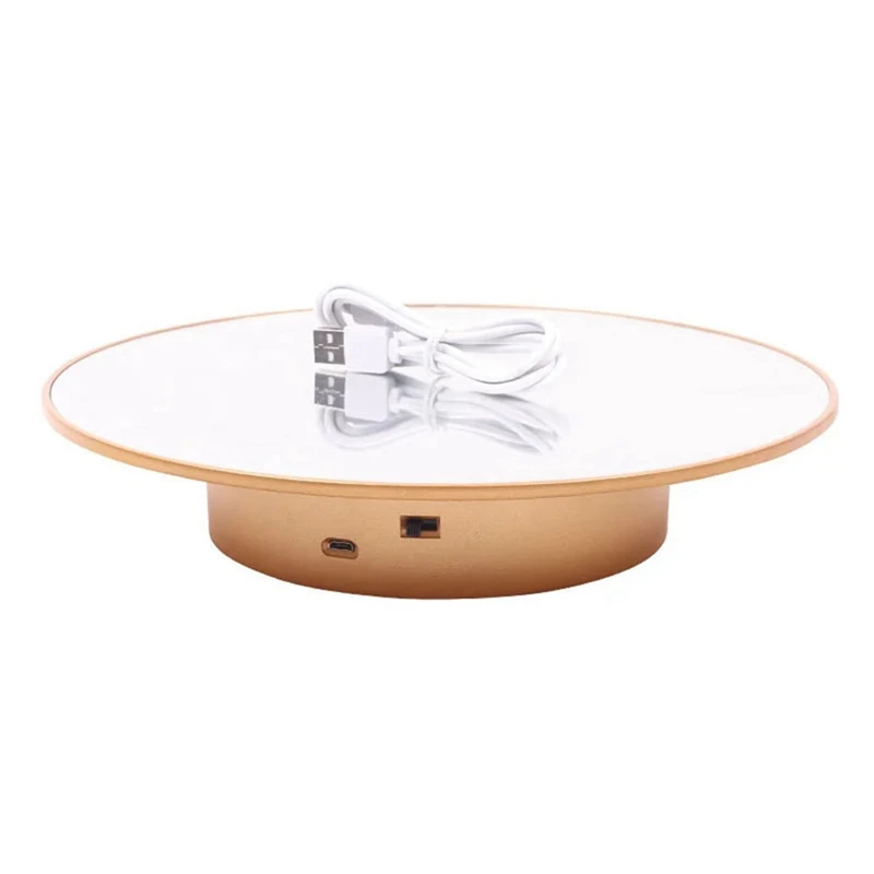 Motorized Turntable Display For Mannequin Head Wig Display Stand 360 Degree Electric Rotating Display Turntable Golden