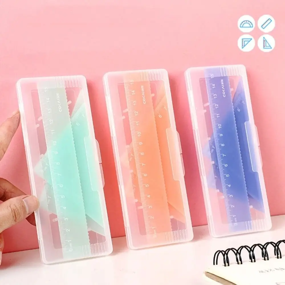 4Pcs New Plastic Ruler Set Stationery Candy Color Reglas Rules Set 15cm School Supplies Triangular Ruler