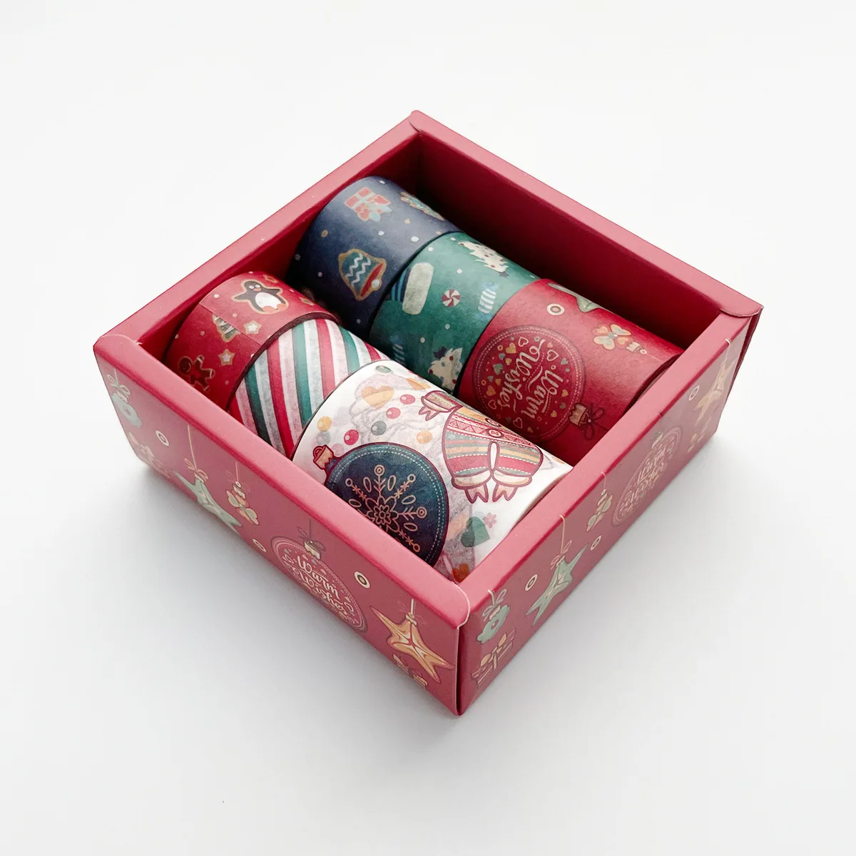 6 Rollen Kerst- en Papiertape Decoratieve Scrapbook Kerstman Tape Decoratieve Tape Met Gepregeerd Papier
