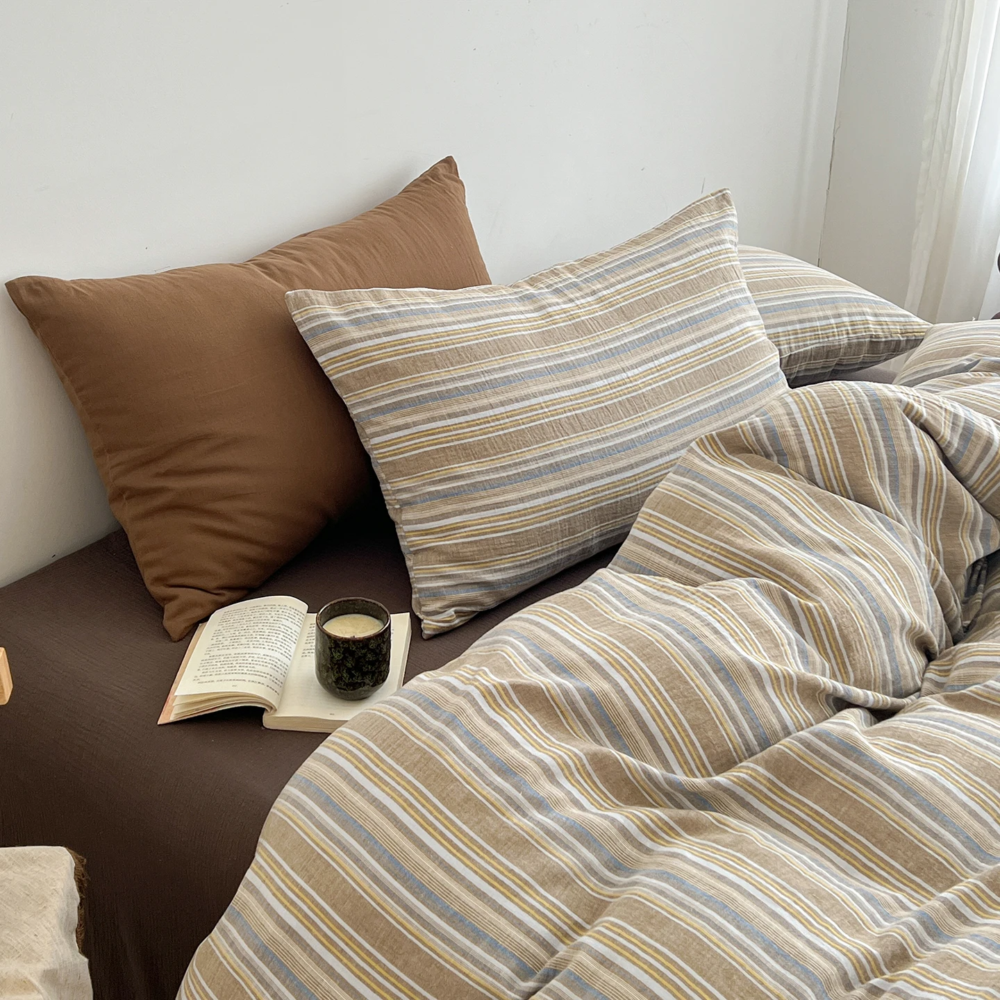 Niedliche Bettwäsche im koreanischen Stil für Mädchen Bettwäsche neue haut freundliche frische Flora gedruckt gewaschene Baumwolle Bett bezug Set – Detail 7