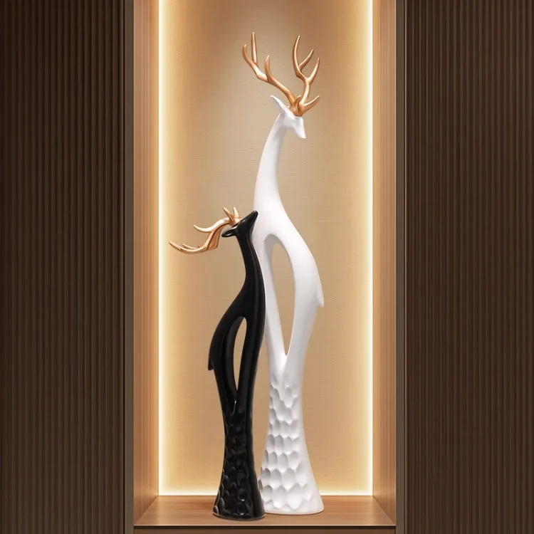 HYS entrance entrance slender vertical height lucky deer decorative ornament high-end niche living room TV cabinet sculpture