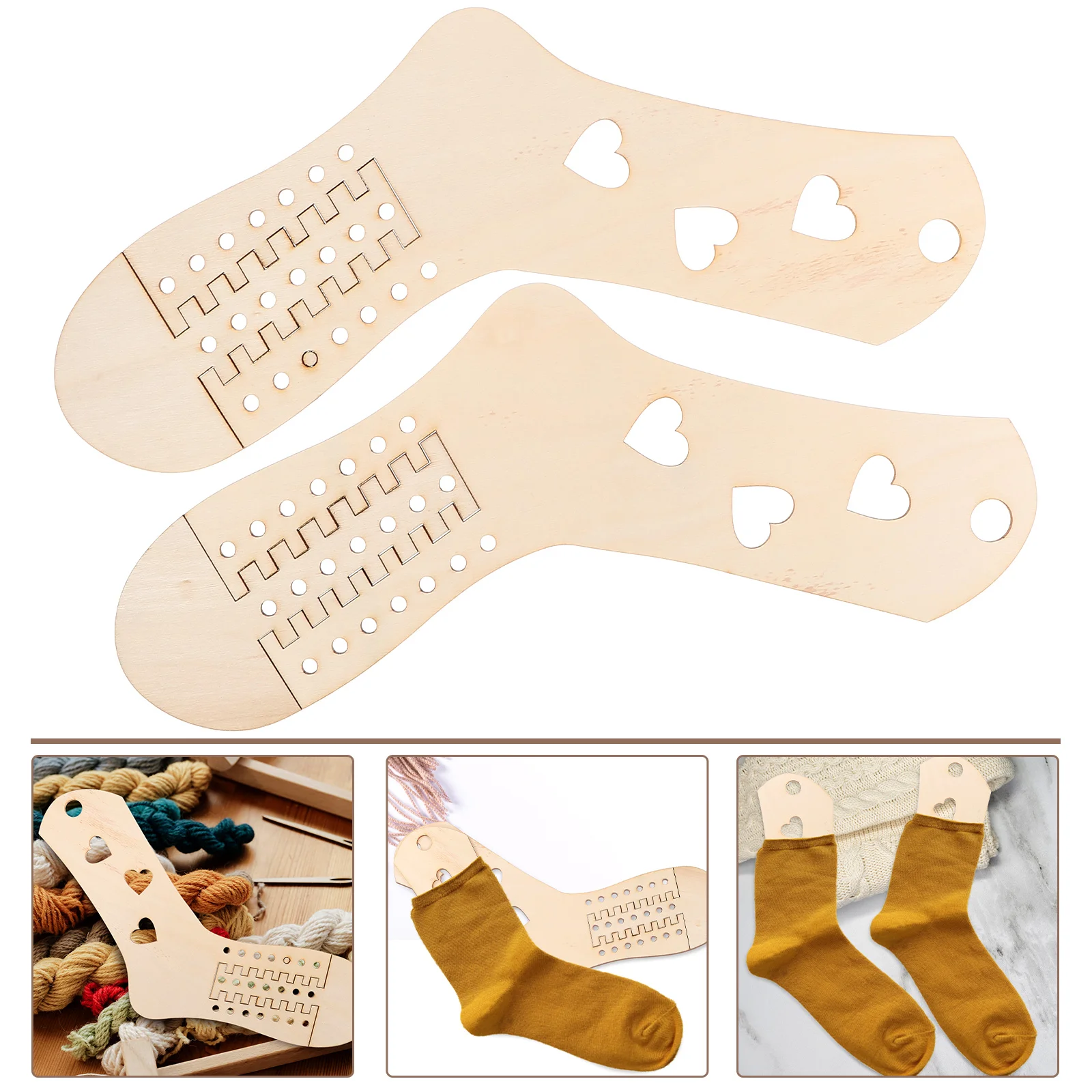 Handmade Sock Blockers DIY Wooden Knitting Tools Crochet Needles Stocking Display Molds Model Ruler for Hollow