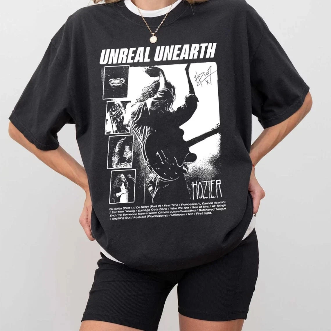 قميص ريترو Hozier جولة غير واقعية 2024 قميص عتيق Hozier تي شيرت جرافيك بأكمام قصيرة قميص للجنسين الرجال والنساء الصيف