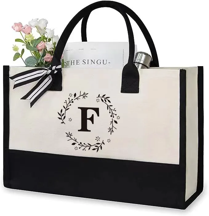 Canvas-Einkaufstasche, Buchstabe, Geburtstag, Hochzeit, Geschenk, personalisiertes Boutique-Business-Logo, modische Einkaufstasche mit großer Kapazität, Bolsos 2025 – Detail 12