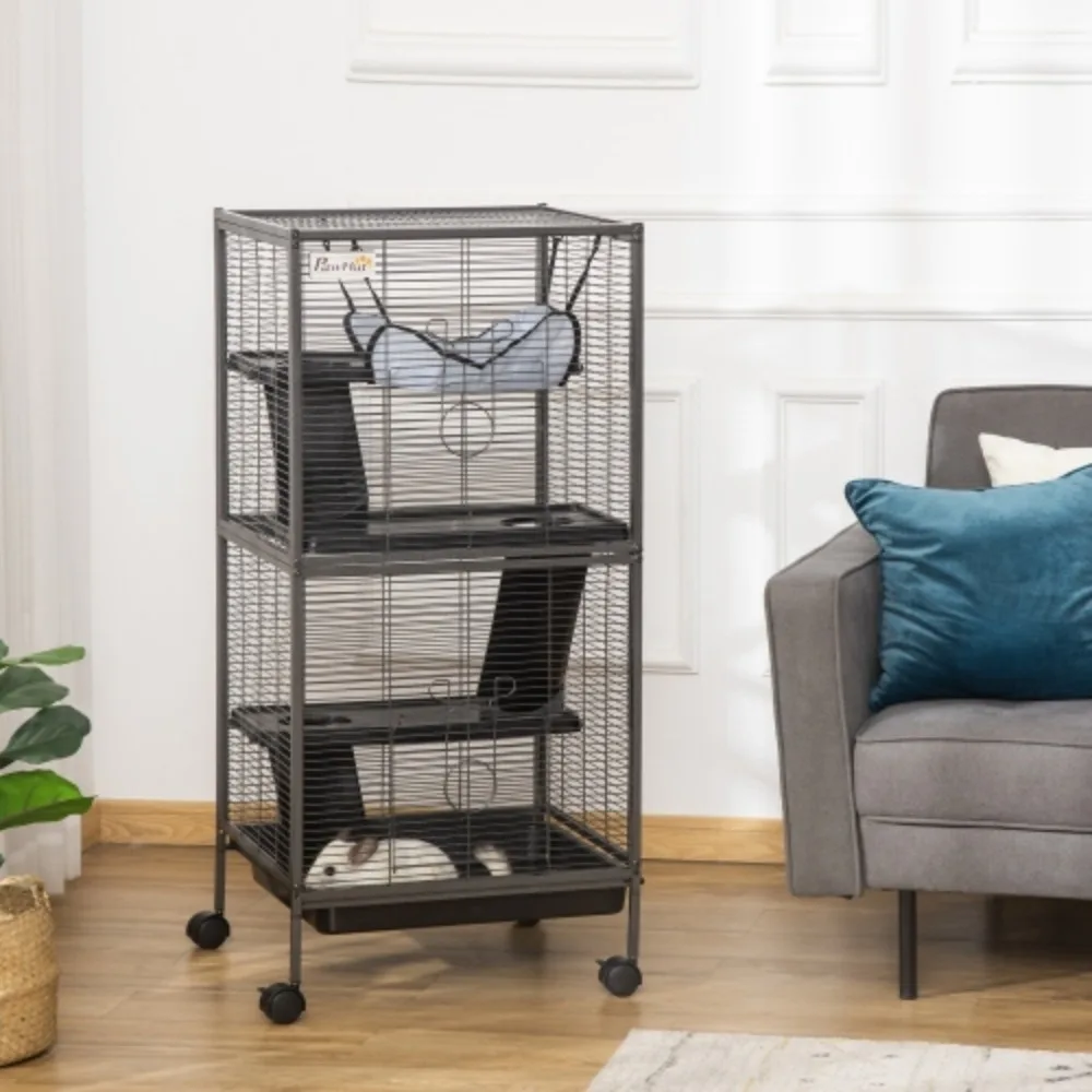 

Metal Critter Cage Rolling Large Ferret Cage，Small Pet Cage