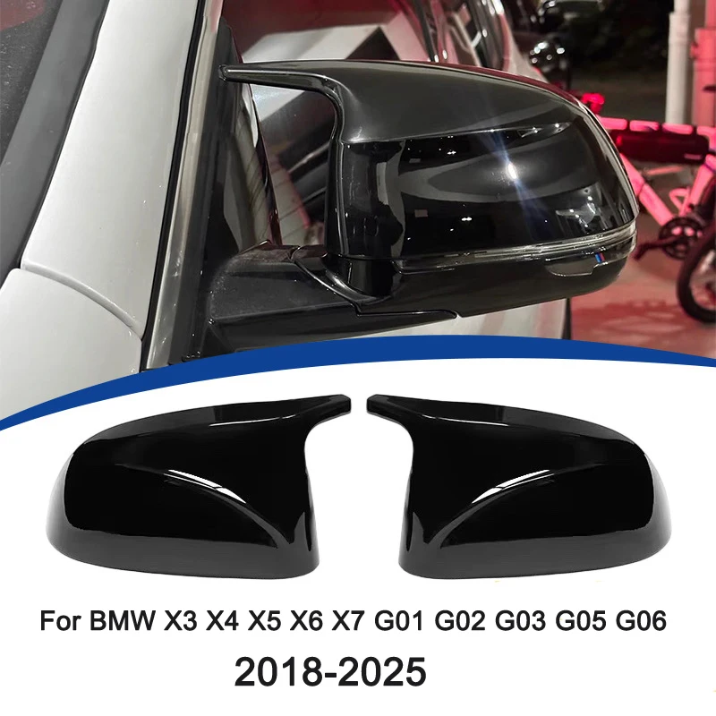 

For BMW X3 X4 X5 X6 X7 G01 G02 G03 G05 G07 2018-2025 Mirror Cover Caps Gloss Black Car Rear View Side Rearview Mirror Cover Trim