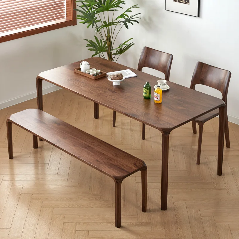 Black walnut dining table rectangular light luxury simple modern home all solid wood dining table log desk furniture