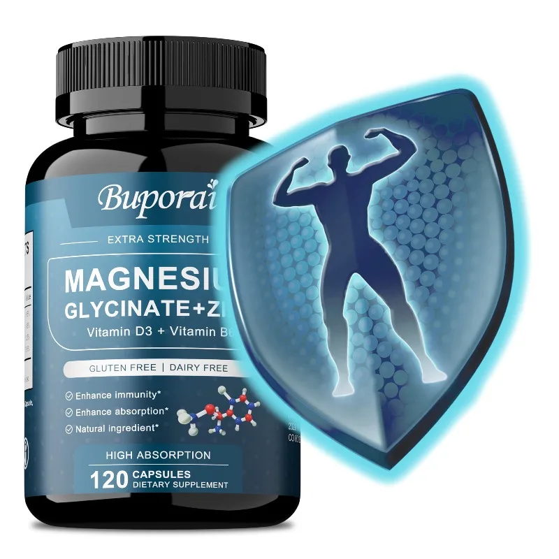 

Magnesium Glycine + Zinc - with Vitamin D3 + Vitamin B6, Reduces Stress, Supports Heart, Bone and Muscle Health, Immune Support