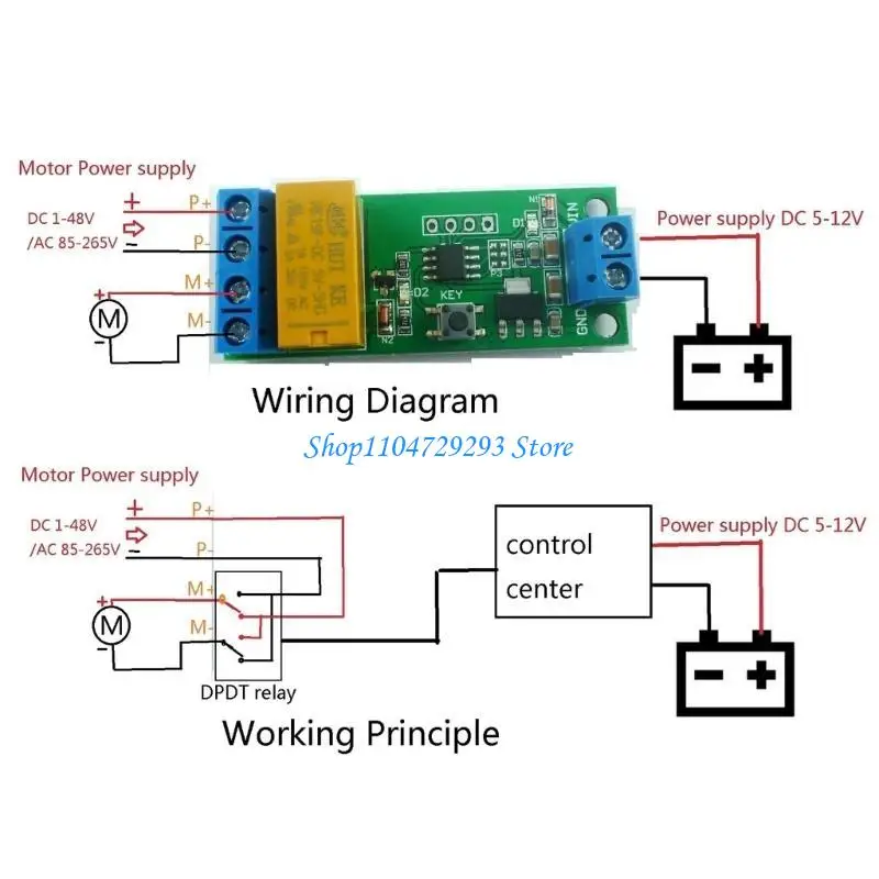 Y2GD Motor Reversing Modules Motor Voorwaartse omgekeerde polariteit Relais Relais voor beginnersmotoromkeermodule 5V 6V 9V 12V