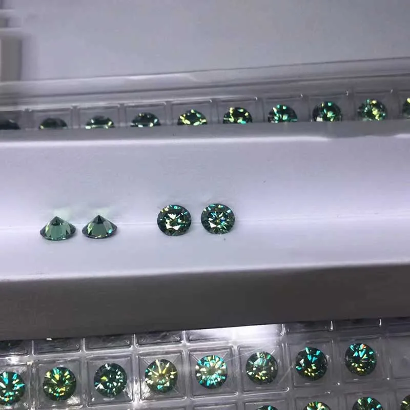 0.5-5ct Dark Blue Green Color Round Moissanite Loose Stones 8 Heart 8 Arrow Pass Tester Synthesis Moissanite for Diy Jewelry