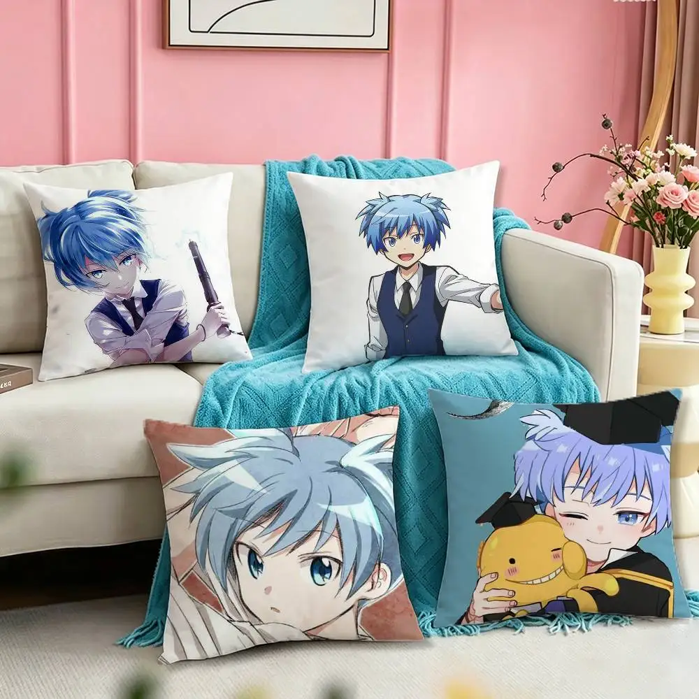 A-Assassination Classroom N-Nagisa Shiota  Square Double-Sided printed Pillow Case Bedroom Bedside Pillow Sofa Cushion Cover