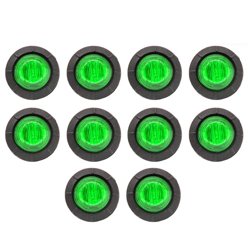 10PCS 3/4 Inch Mini Round Light 3LED Flush Mount Indicator Light Side Marker Clearance Lamp For Truck Trailer RV Jeep