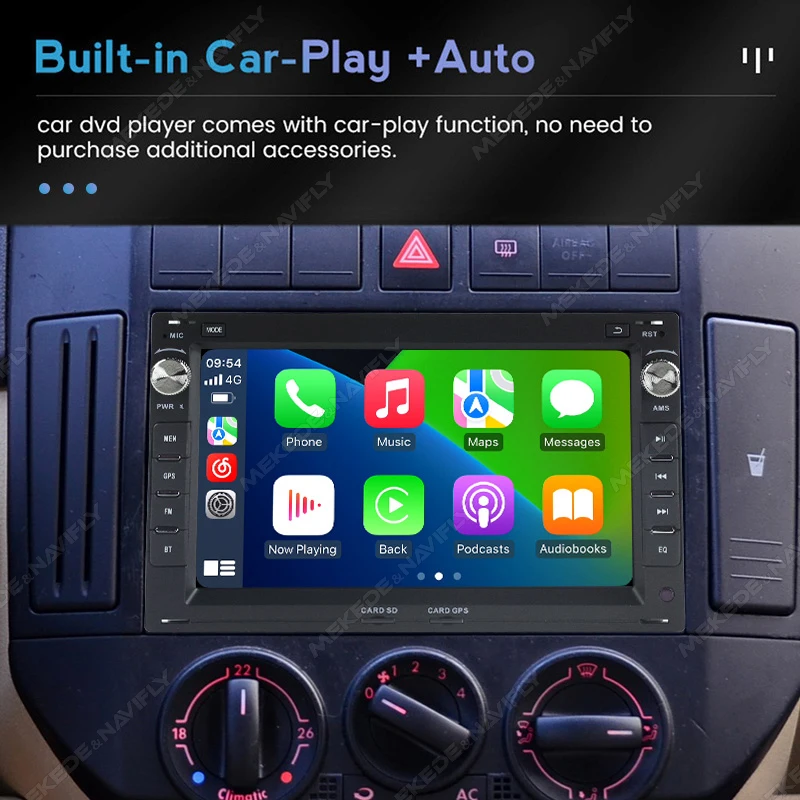 2 Din Android 13 Car Radio Carplay For VW PASSAT B5 MK4 MK5 SHARAN Jetta Bora Polo TRANSPORT T5 CITI CHICO Multimedia GPS Stereo