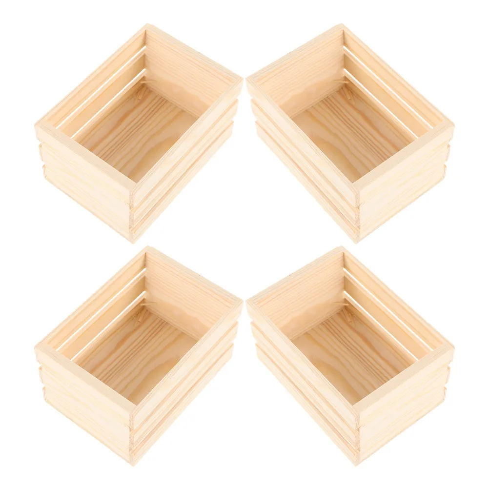 

4Pcs Miniature Wooden Crates for Dollhouse Kitchen Storage Decor Realistic Set for Miniature Supermarket Scene