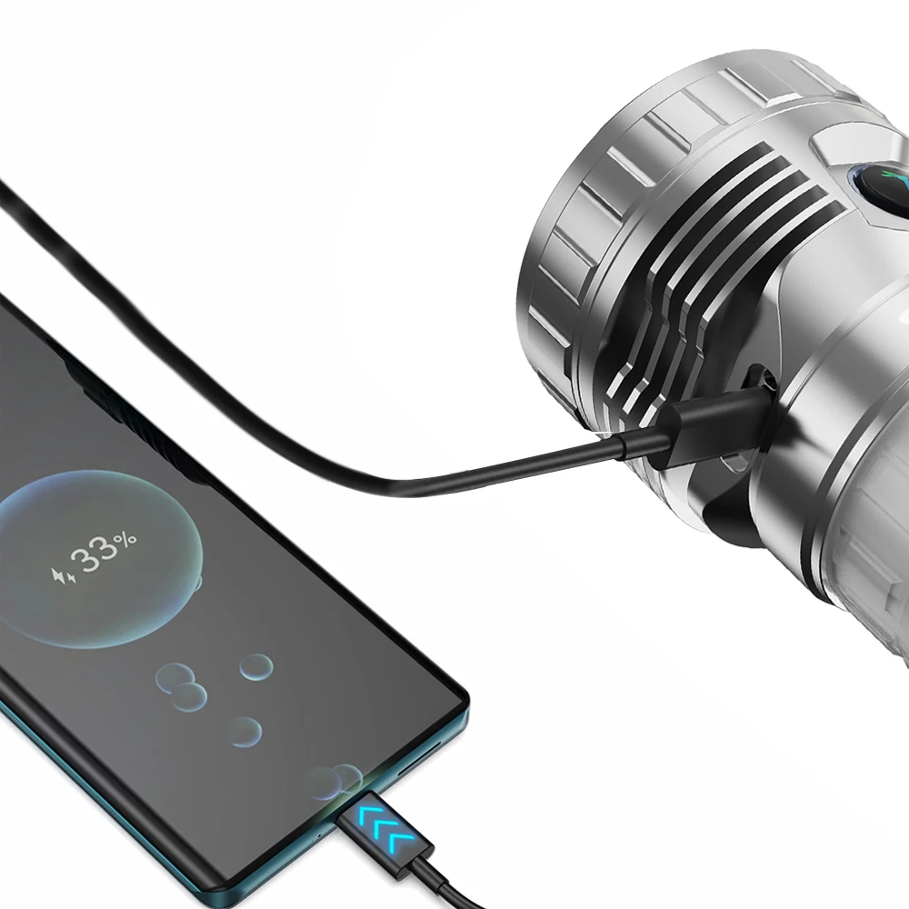 Imagem -04 - Usb c Lâmpada Recarregável Banco de Potência Alta Potência Lanterna Led 46800 Lanterna de Acampamento 20000 Lumens Tocha de Pesca Mach Transparente