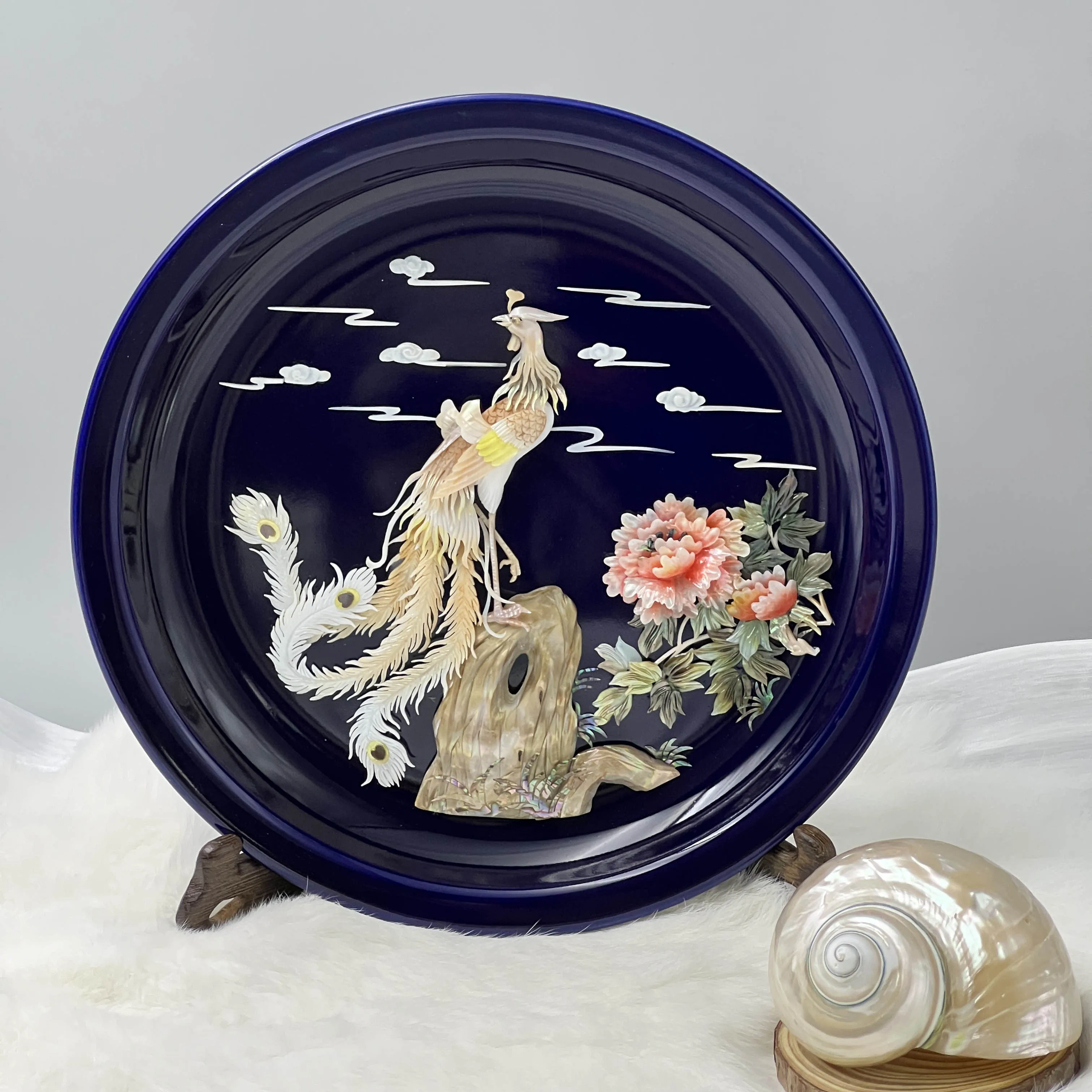 Heritage Handmade Shell Carving Travel Souvenir Display Home Chinese Shell Art Gift Chinese Traditional Mother of Pearl Luxury