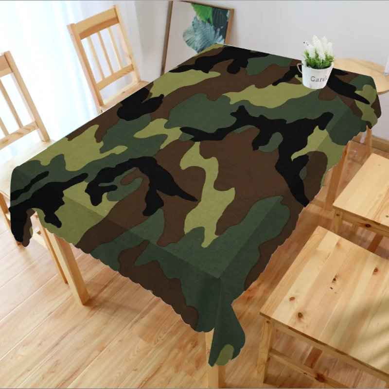 Military Camouflage Camo Army Birthday Party Table Decor Rectangle Square Woodland Table Cover Cloth Tablecloth for Dining Room