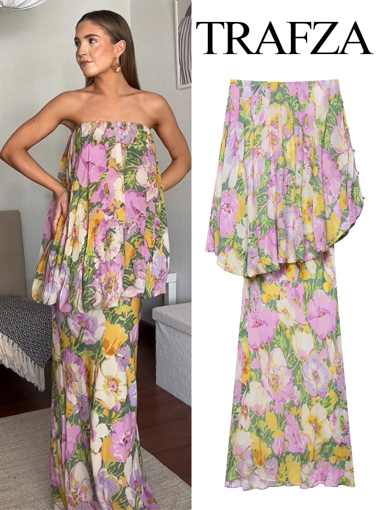

HH Summer Women Irregular Flower Print Pleated Design Elegant Long Dress 2025 Fashion Woman Sexy Single-Breasted Slim Dress